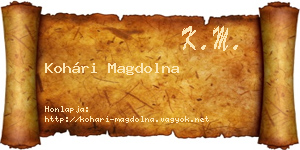 Kohári Magdolna névjegykártya